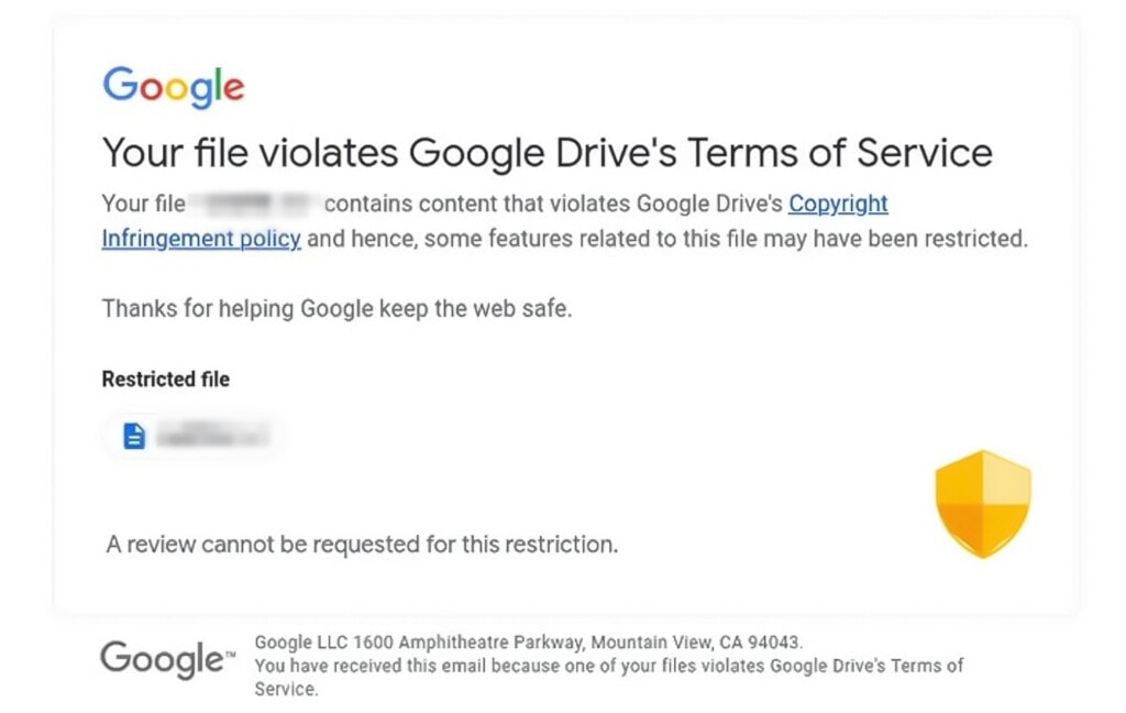 Google Drive Copyright Infringement