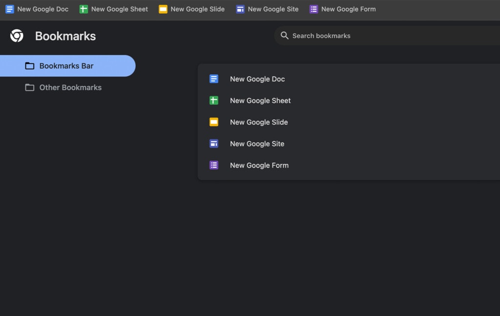 New Google Drive File Bookmarks