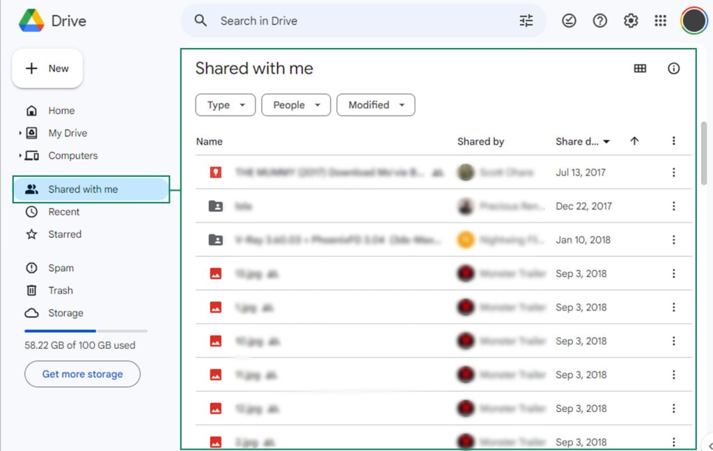 Shared Files on Google Drive