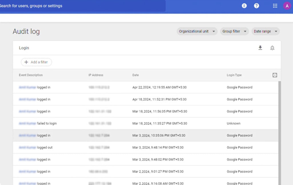 A Google Drive Audit Log