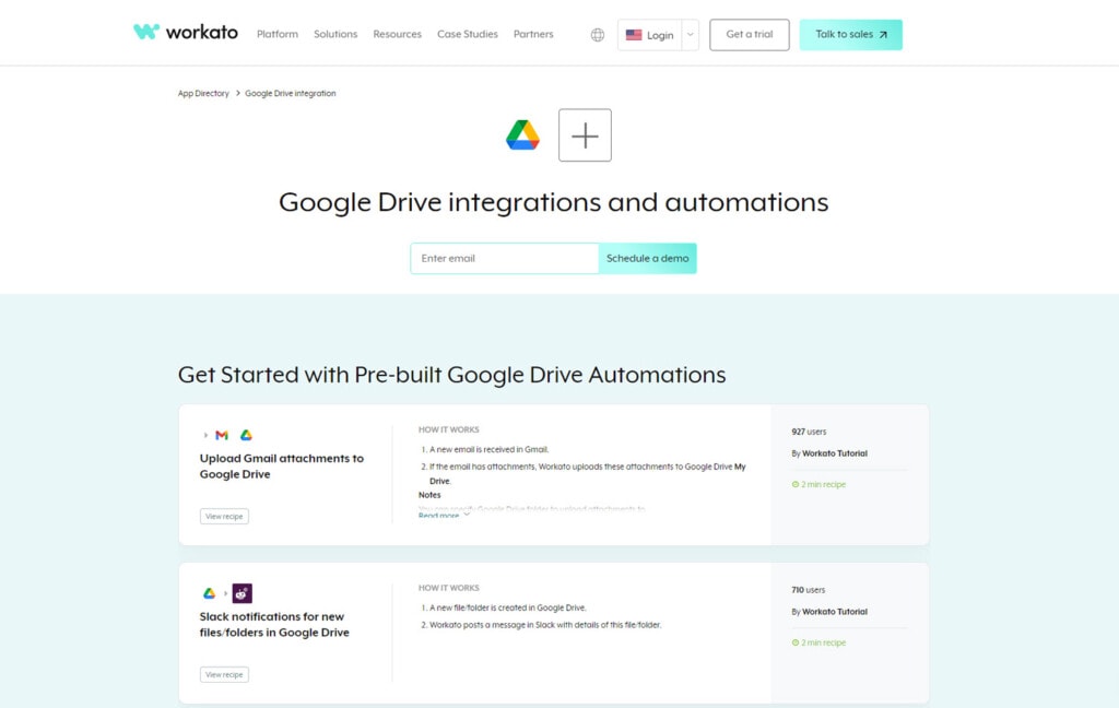 Workato Google Drive Integrations and Automations
