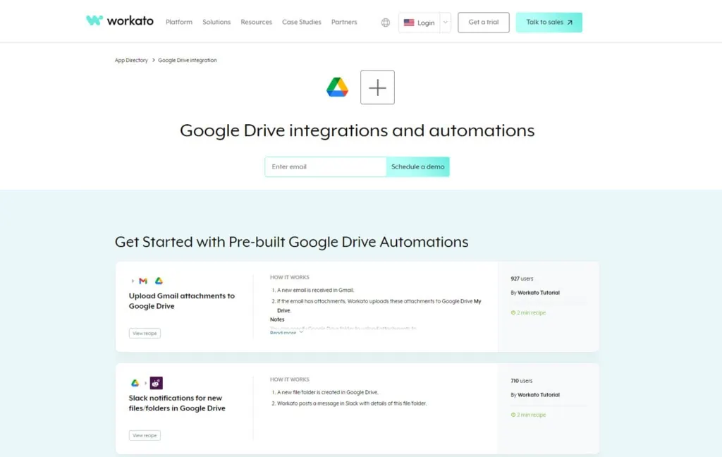 Workato Google Drive Integrations and Automations