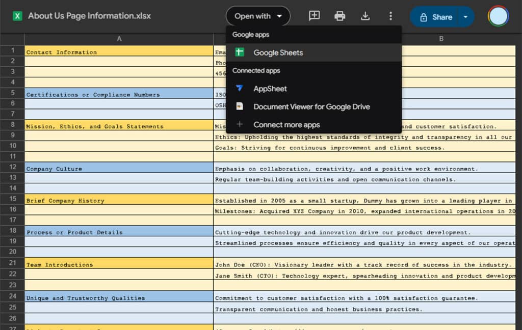 Converting Spreadsheets with Google Drive