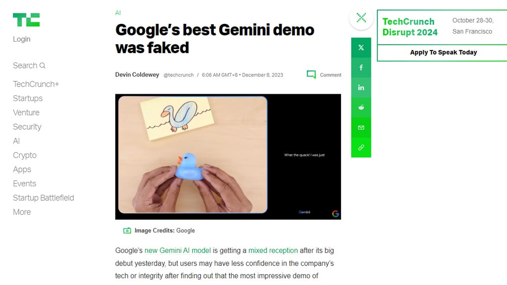 Google Gemini Demo Faked