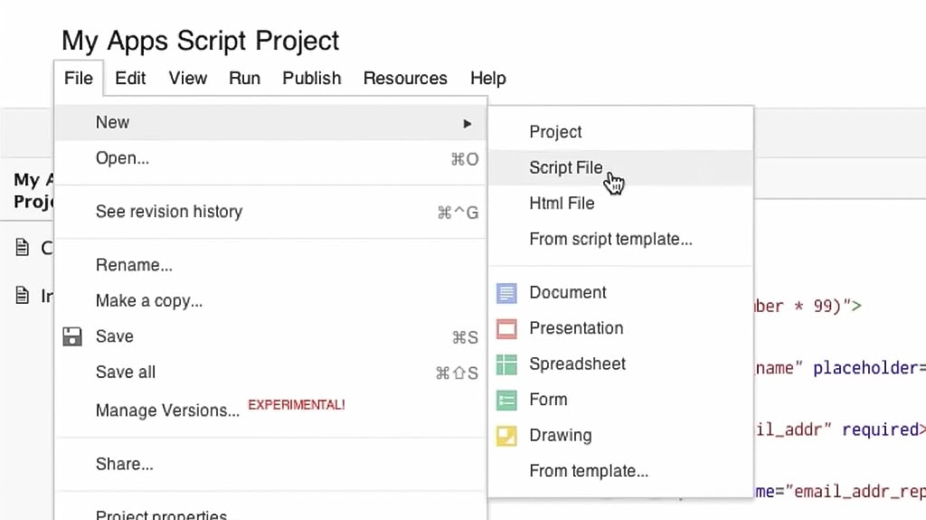 New Google Apps Script