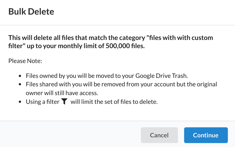 Bulk Delete all files in Google Drive